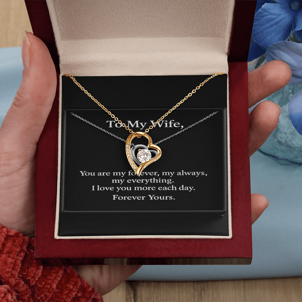 To My Wife – Forever Love Necklace • Romantic Gift for Wife • Black Luxury Message Card