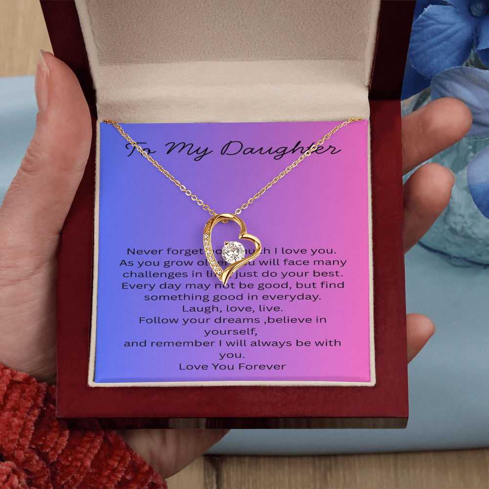 To My Daughter Gift – Meaningful Message Card – Sentimental Jewelry Gift for Daughter – Inspirational Birthday Gift from Mom or Dad – Love You Forever