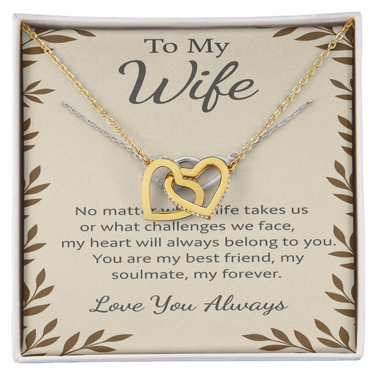 To My Wife – Interlocking Hearts Necklace | Romantic Gift for Wife