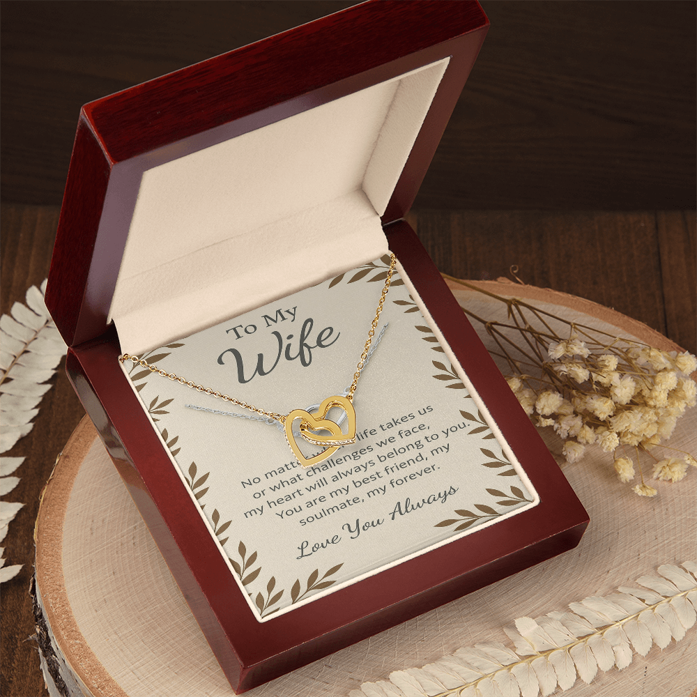 To My Wife – Interlocking Hearts Necklace | Romantic Gift for Wife