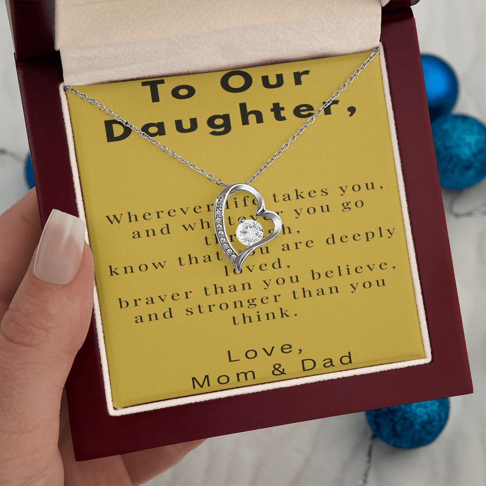 To Our Daughter Necklace Gift – Meaningful Message Card from Parents – Birthday, Graduation, Encouragement Gift