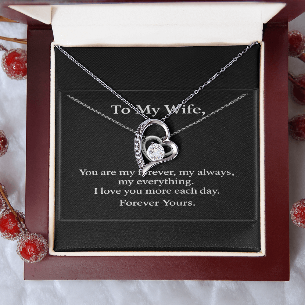To My Wife – Forever Love Necklace • Romantic Gift for Wife • Black Luxury Message Card