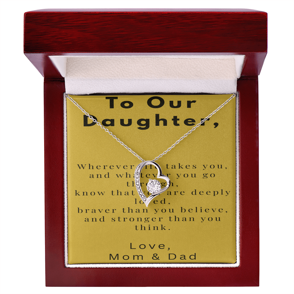 To Our Daughter Necklace Gift – Meaningful Message Card from Parents – Birthday, Graduation, Encouragement Gift