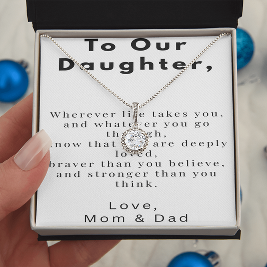 To Our Daughter Necklace Gift – Meaningful Message Card from Parents – Birthday, Graduation, Encouragement Gift