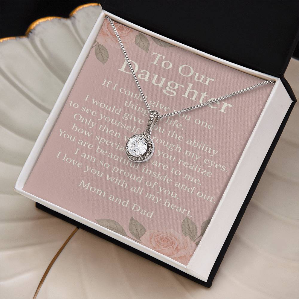 To Our Daughter Eternal Hope Necklace – Gift from Mom & Dad – Encouraging Message, Birthday & Christmas Jewelry