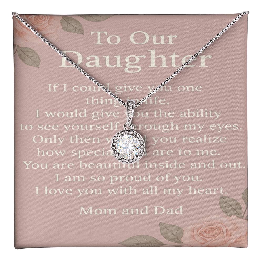 To Our Daughter Eternal Hope Necklace – Gift from Mom & Dad – Encouraging Message, Birthday & Christmas Jewelry