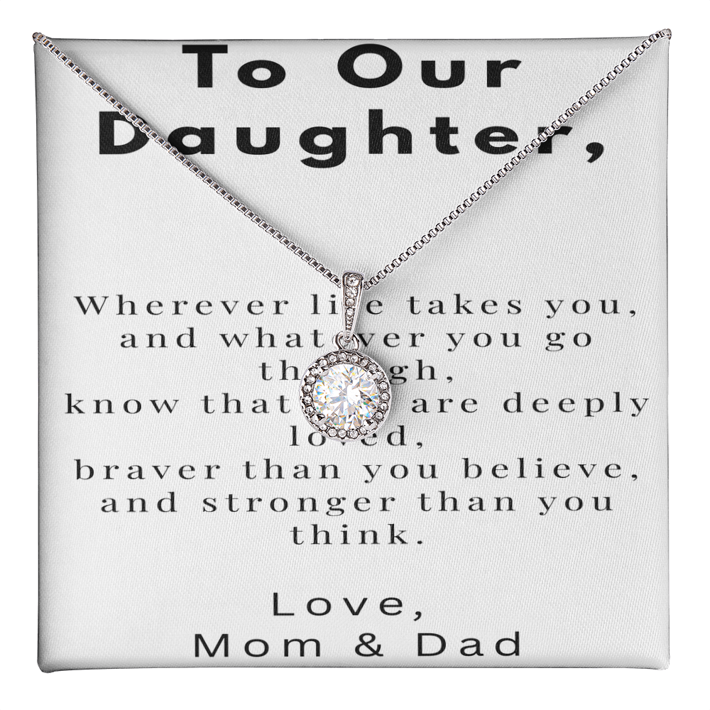 To Our Daughter Necklace Gift – Meaningful Message Card from Parents – Birthday, Graduation, Encouragement Gift