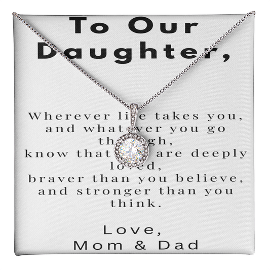 To Our Daughter Necklace Gift – Meaningful Message Card from Parents – Birthday, Graduation, Encouragement Gift