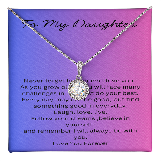 To My Daughter Gift – Meaningful Message Card – Sentimental Jewelry Gift for Daughter – Inspirational Birthday Gift from Mom or Dad – Love You Forever