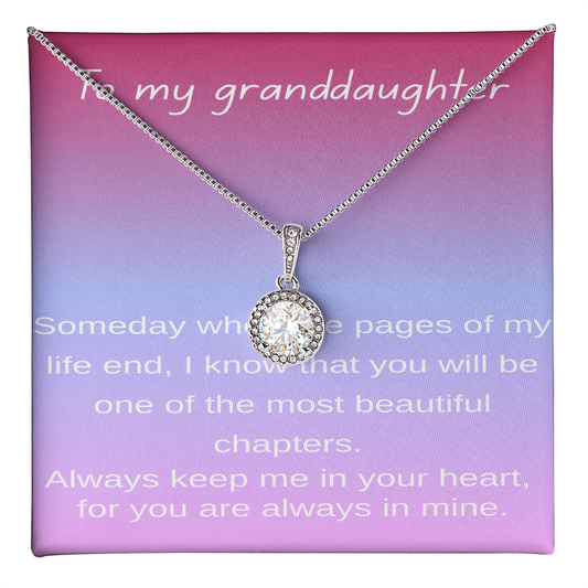 To My Granddaughter Necklace – Heartfelt Gift | Meaningful Message Card for Granddaughter | Birthday, Christmas, Graduation Gift From Grandma