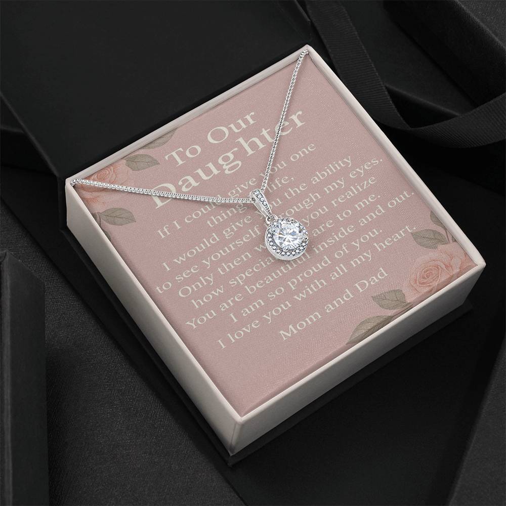 To Our Daughter Eternal Hope Necklace – Gift from Mom & Dad – Encouraging Message, Birthday & Christmas Jewelry