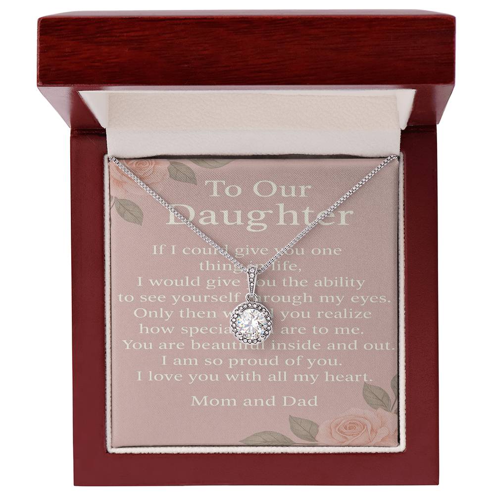 To Our Daughter Eternal Hope Necklace – Gift from Mom & Dad – Encouraging Message, Birthday & Christmas Jewelry