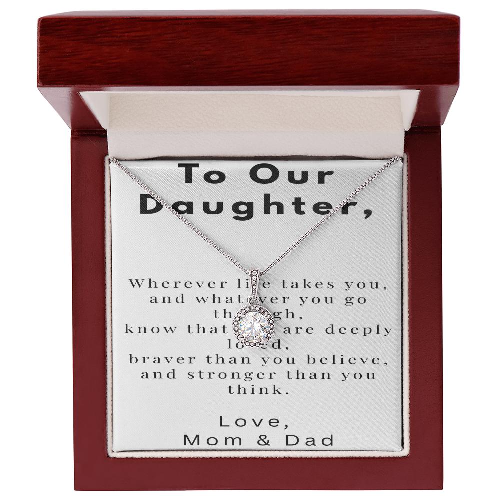 To Our Daughter Necklace Gift – Meaningful Message Card from Parents – Birthday, Graduation, Encouragement Gift