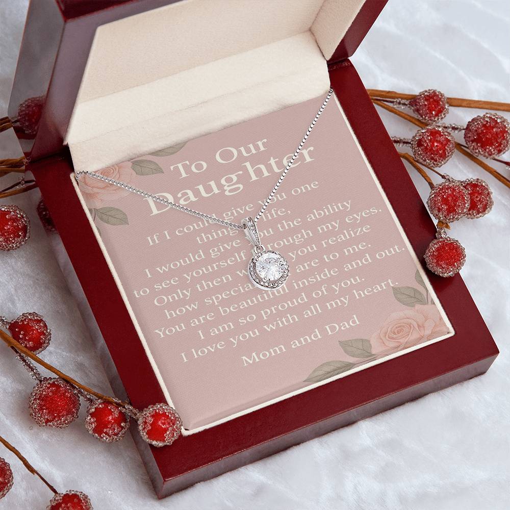 To Our Daughter Eternal Hope Necklace – Gift from Mom & Dad – Encouraging Message, Birthday & Christmas Jewelry