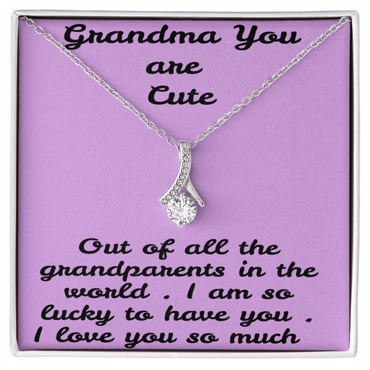 Grandma Gift Necklace – “Grandma, You Are Cute” Message Card Jewelry – Sentimental Gift for Grandmother – Birthday, Christmas & Mother's Day Gift