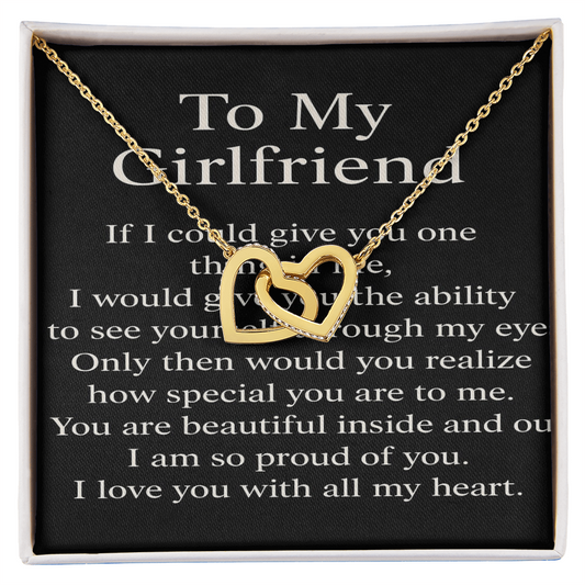To My Girlfriend – Two Hearts Necklace With Romantic Message