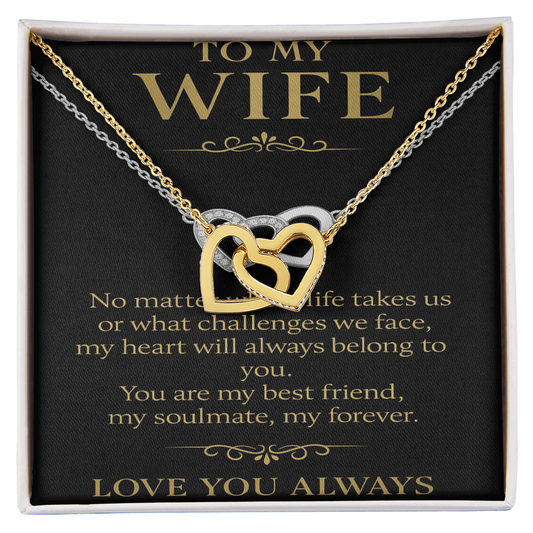 To My Wife – Interlocking Hearts Necklace | Romantic Gift for Wife