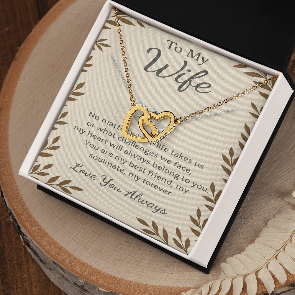 To My Wife – Interlocking Hearts Necklace | Romantic Gift for Wife