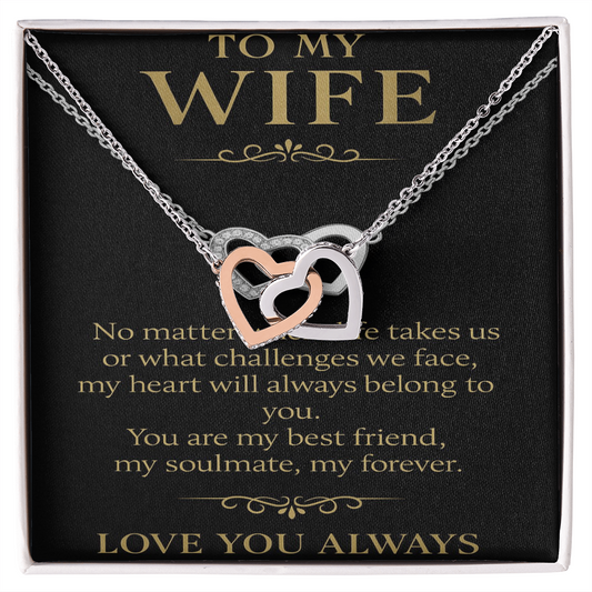 To My Wife – Interlocking Hearts Necklace | Romantic Gift for Wife