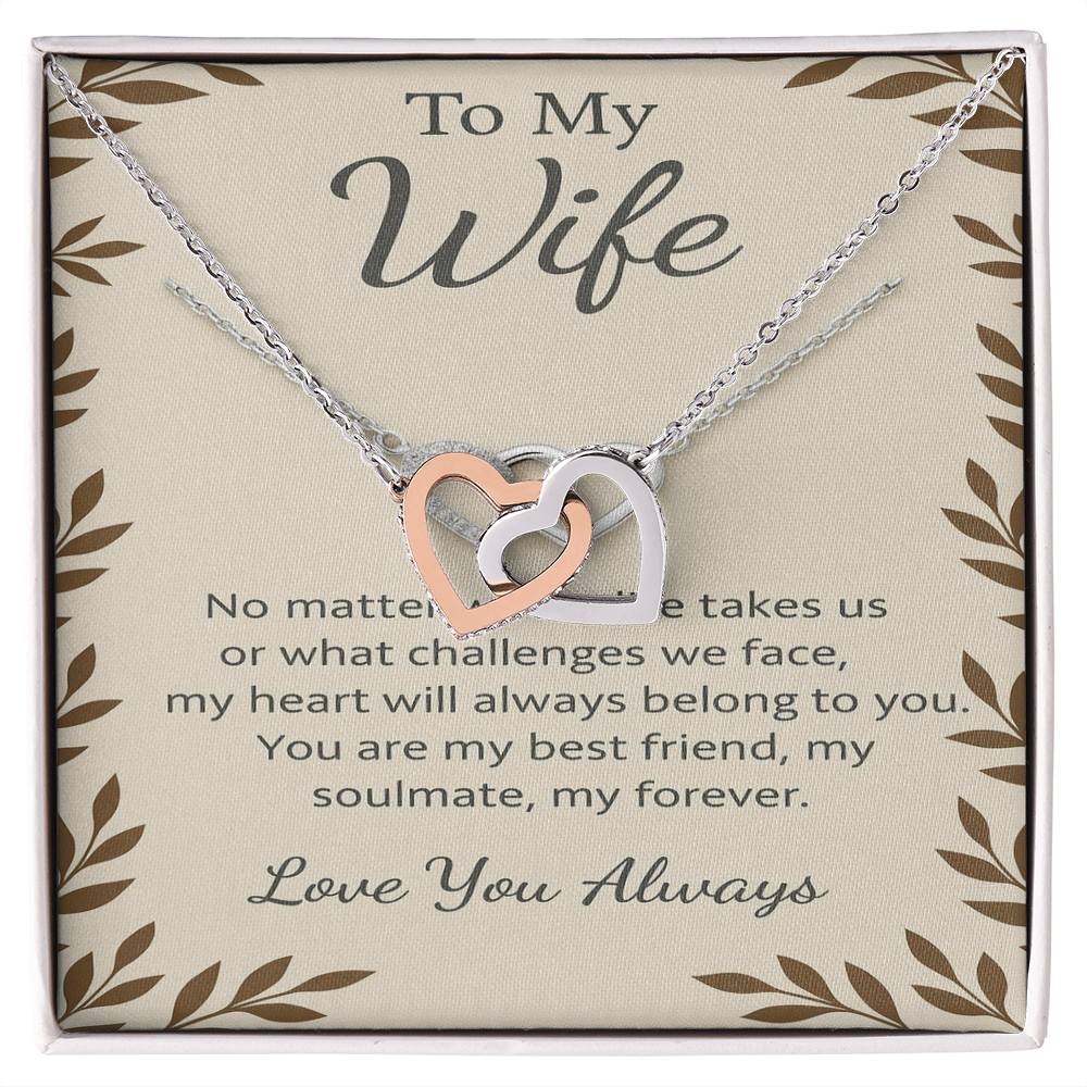 To My Wife – Interlocking Hearts Necklace | Romantic Gift for Wife