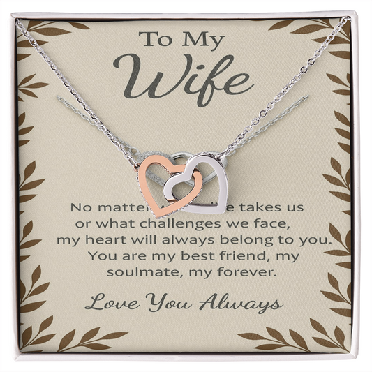 To My Wife – Interlocking Hearts Necklace | Romantic Gift for Wife