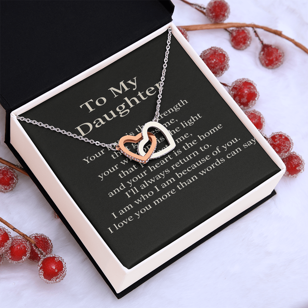 To My Daughter – Interlocking Hearts Necklace From Mom | Meaningful Jewelry Gift
