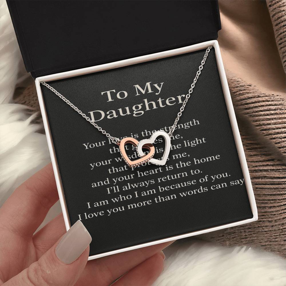To My Daughter – Interlocking Hearts Necklace From Mom | Meaningful Jewelry Gift