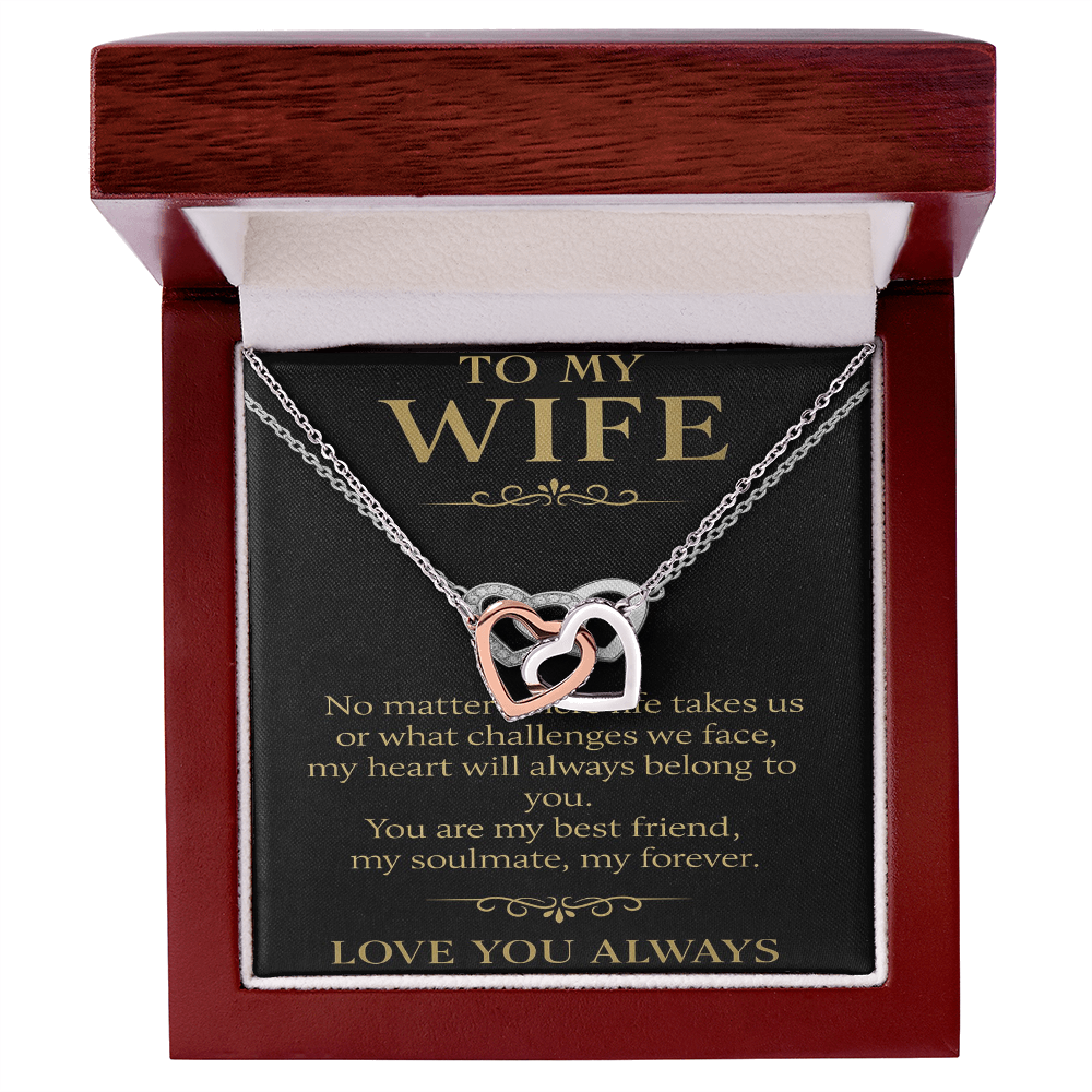 To My Wife – Interlocking Hearts Necklace | Romantic Gift for Wife