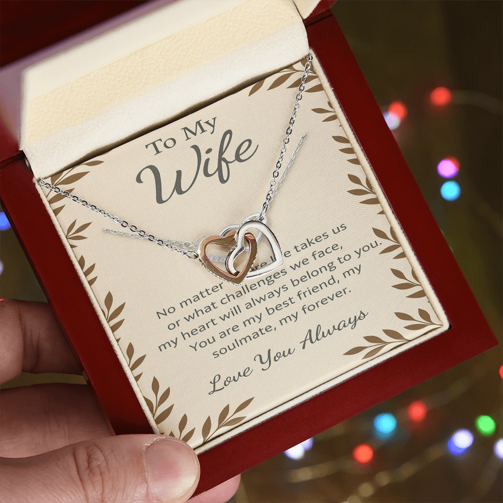 To My Wife – Interlocking Hearts Necklace | Romantic Gift for Wife
