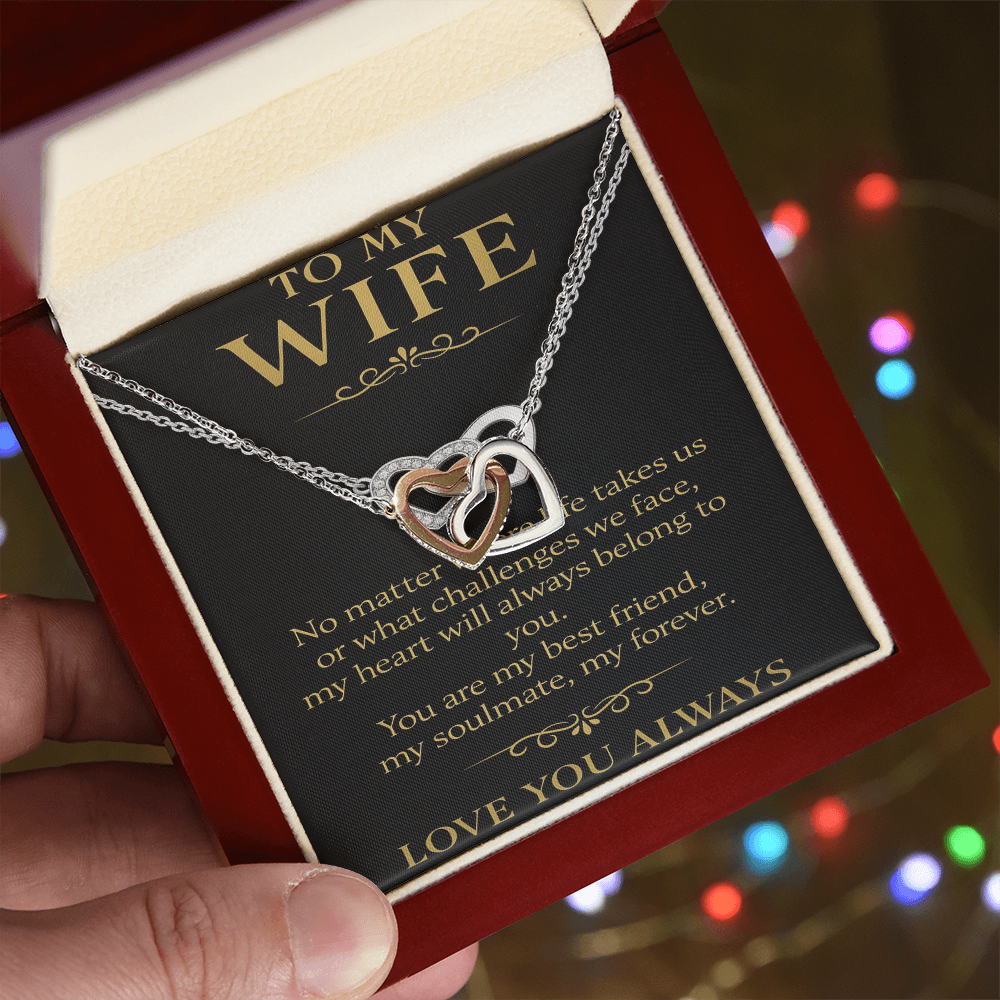 To My Wife – Interlocking Hearts Necklace | Romantic Gift for Wife