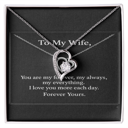 To My Wife – Forever Love Necklace • Romantic Gift for Wife • Black Luxury Message Card