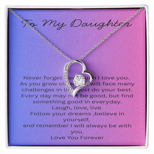 To My Daughter Gift – Meaningful Message Card – Sentimental Jewelry Gift for Daughter – Inspirational Birthday Gift from Mom or Dad – Love You Forever