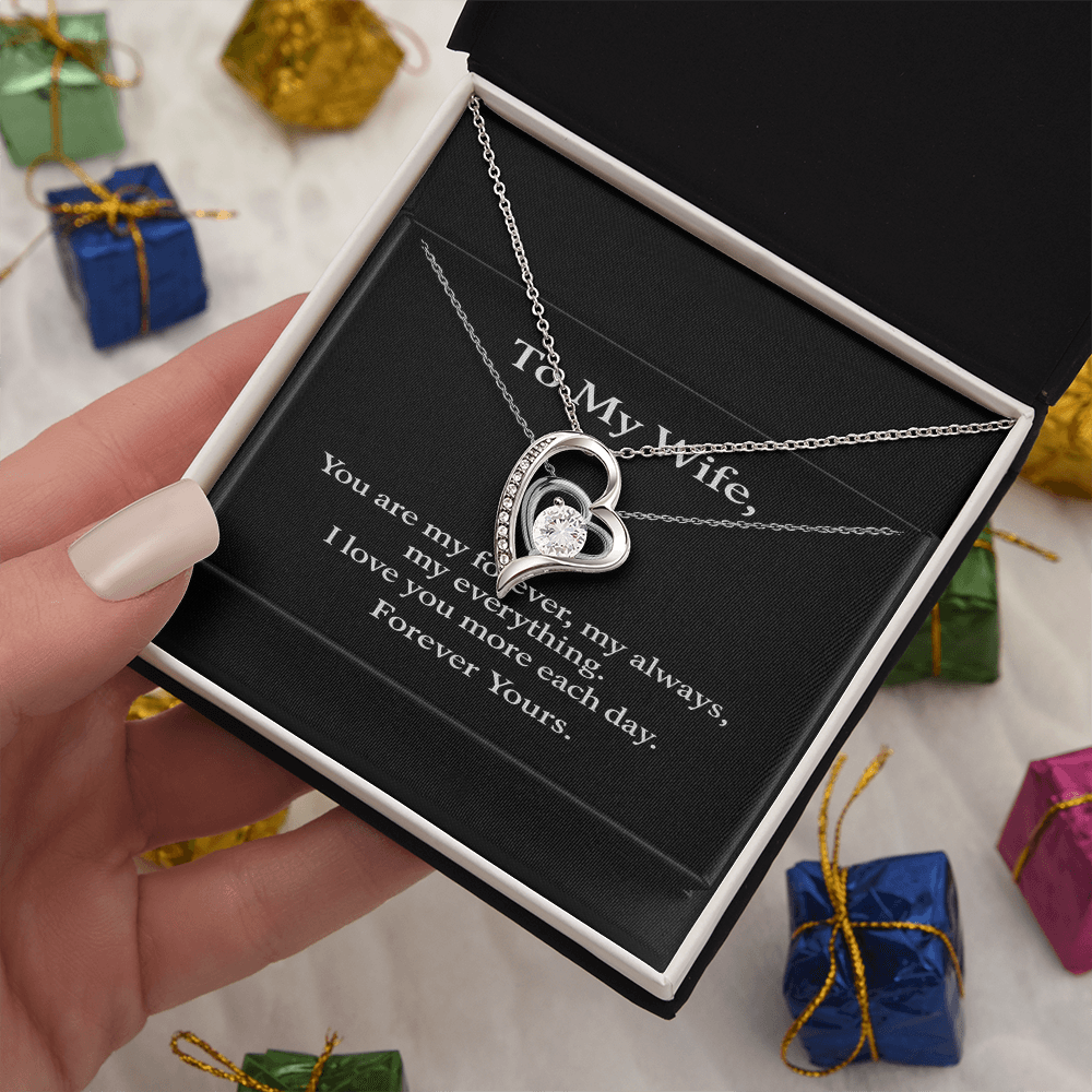 To My Wife – Forever Love Necklace • Romantic Gift for Wife • Black Luxury Message Card