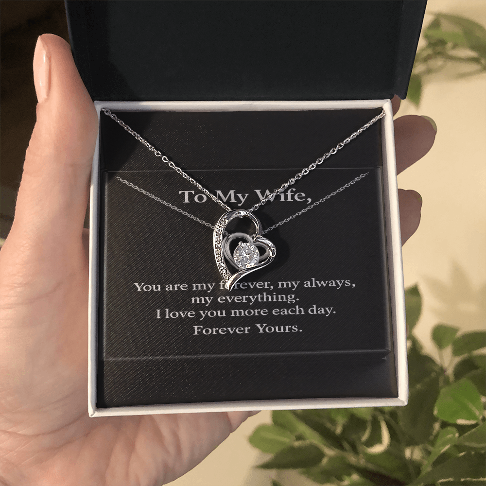 To My Wife – Forever Love Necklace • Romantic Gift for Wife • Black Luxury Message Card