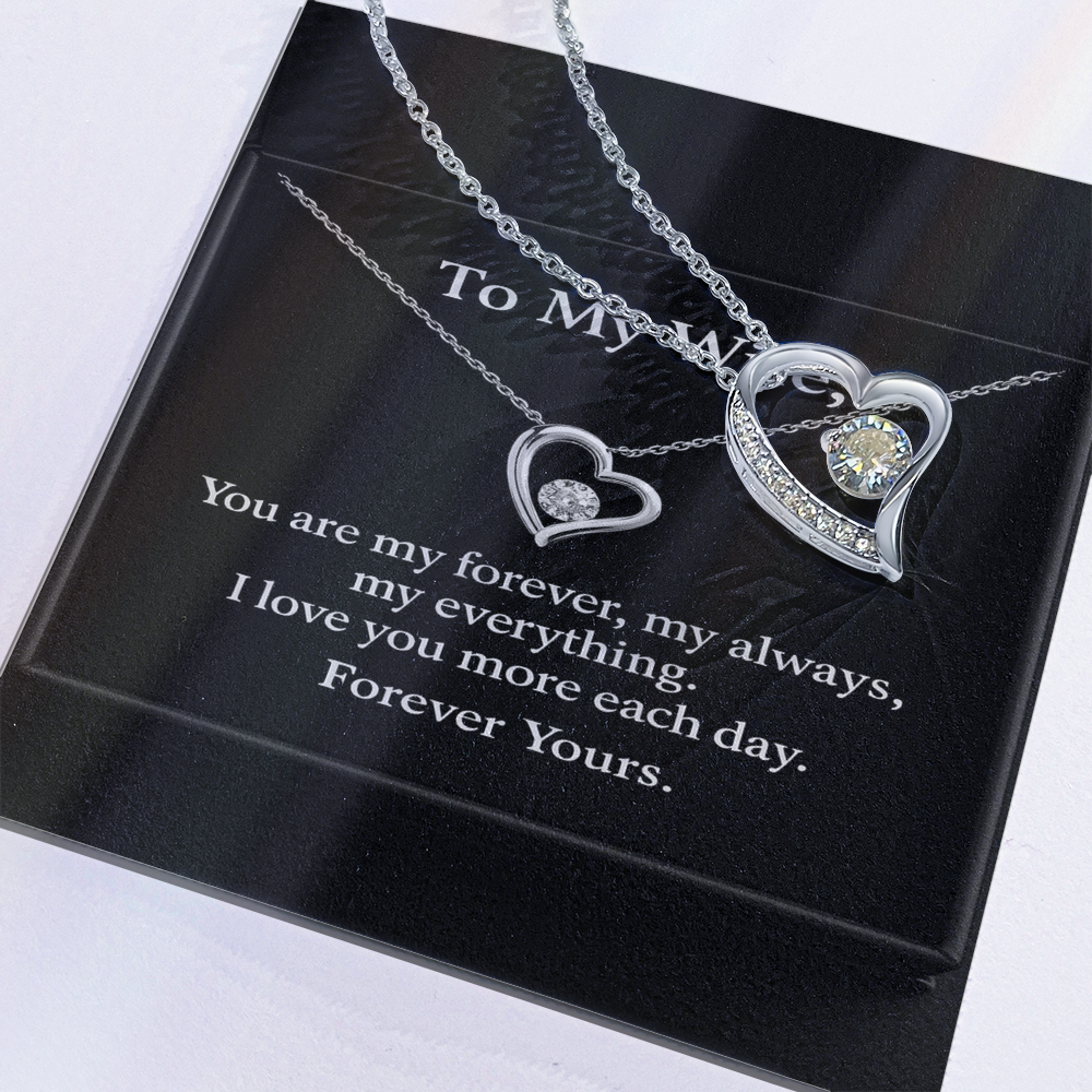 To My Wife – Forever Love Necklace • Romantic Gift for Wife • Black Luxury Message Card