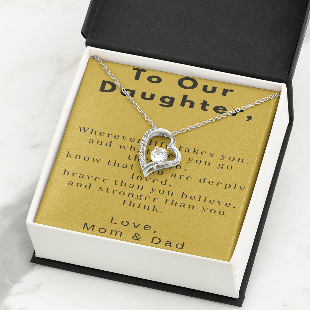 To Our Daughter Necklace Gift – Meaningful Message Card from Parents – Birthday, Graduation, Encouragement Gift