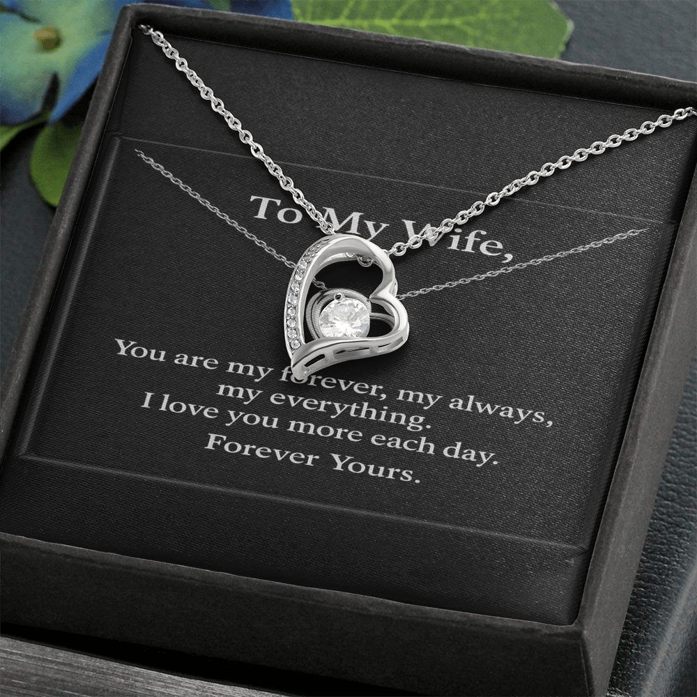 To My Wife – Forever Love Necklace • Romantic Gift for Wife • Black Luxury Message Card