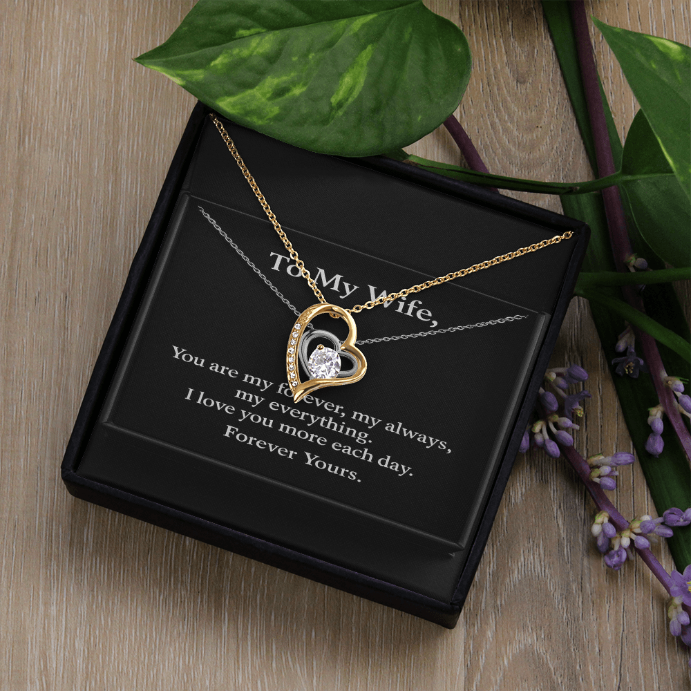 To My Wife – Forever Love Necklace • Romantic Gift for Wife • Black Luxury Message Card