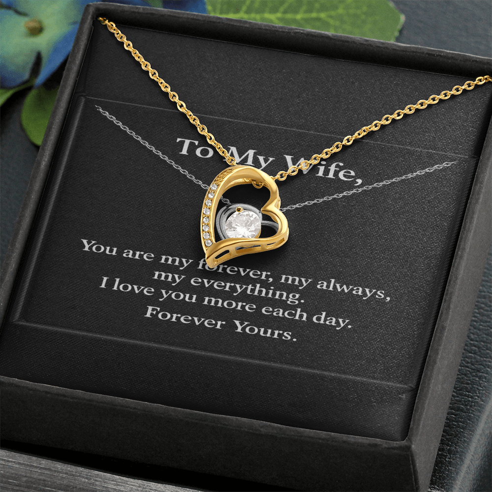 To My Wife – Forever Love Necklace • Romantic Gift for Wife • Black Luxury Message Card